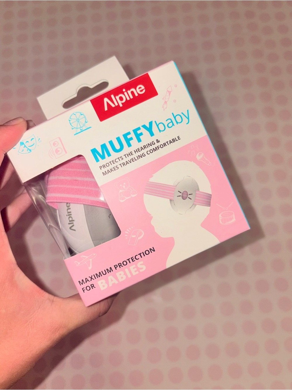 Alpine MUFFY Baby Infant Hearing Protectors in Pink and White